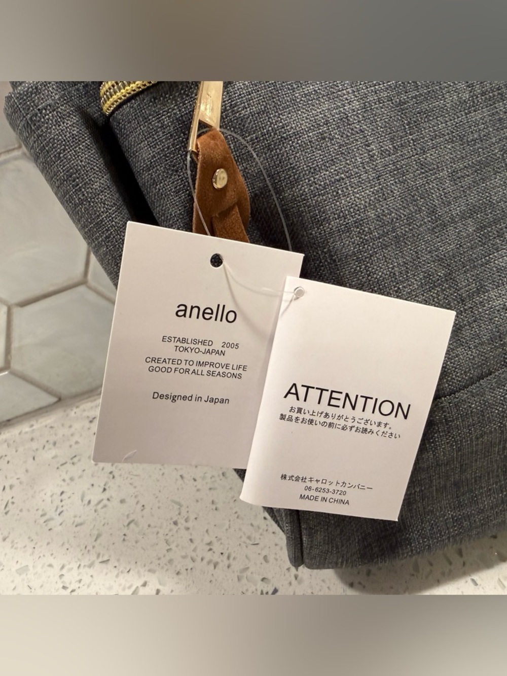 Authentic Anello Classic "Kuchigane" Backpack – Heather Grey NWT Wide Opening - Picture 4 of 11